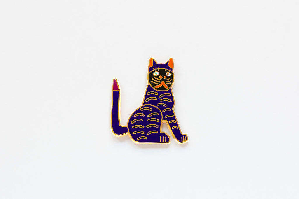 Michi - Enamel Snake Brooch - Indigo