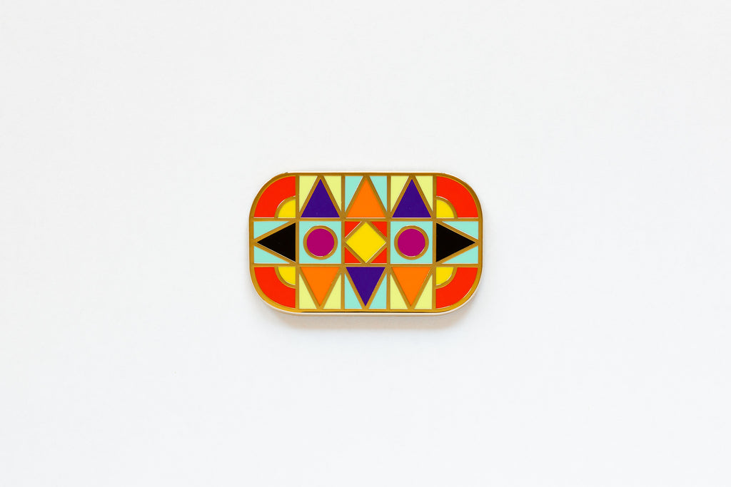 Mixtec Enamel Pattern Brooch-Achiote