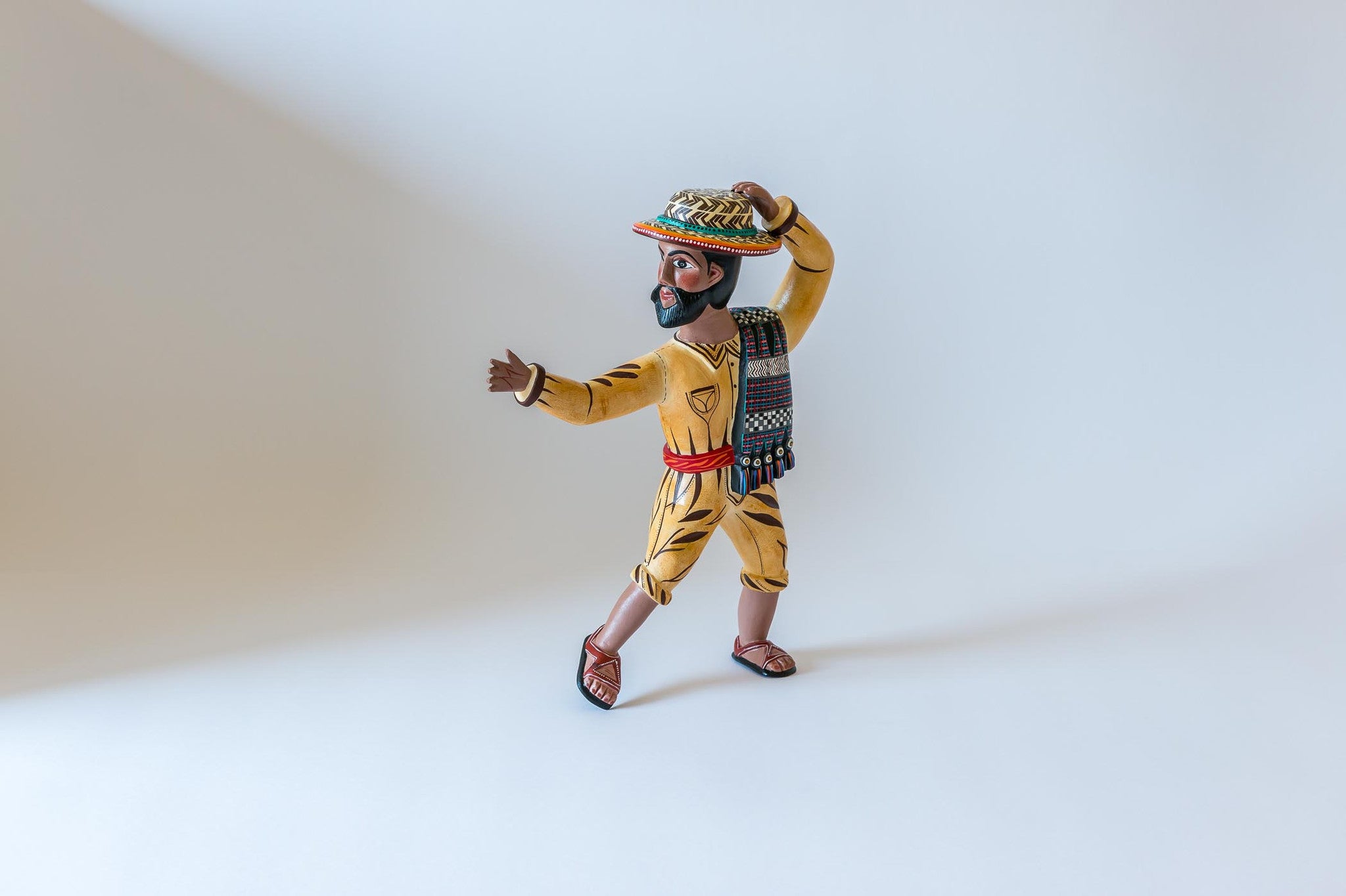 Oaxacan wood carving  Agustin Cruz Tinoco One Dancer Front View