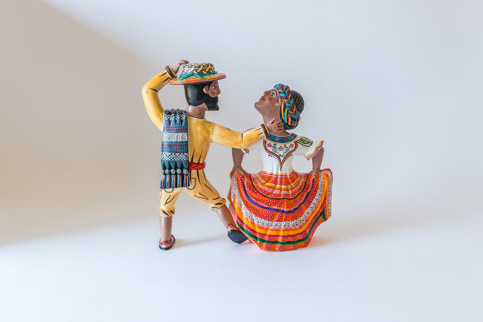 Oaxacan wood carving  Agustin Cruz Tinoco Two Dancers Back View