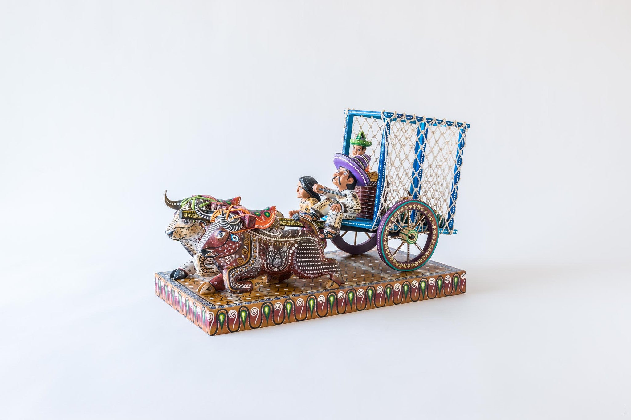 Oaxacan wood carving Manuel Cruz Prudencio Oxcart View two