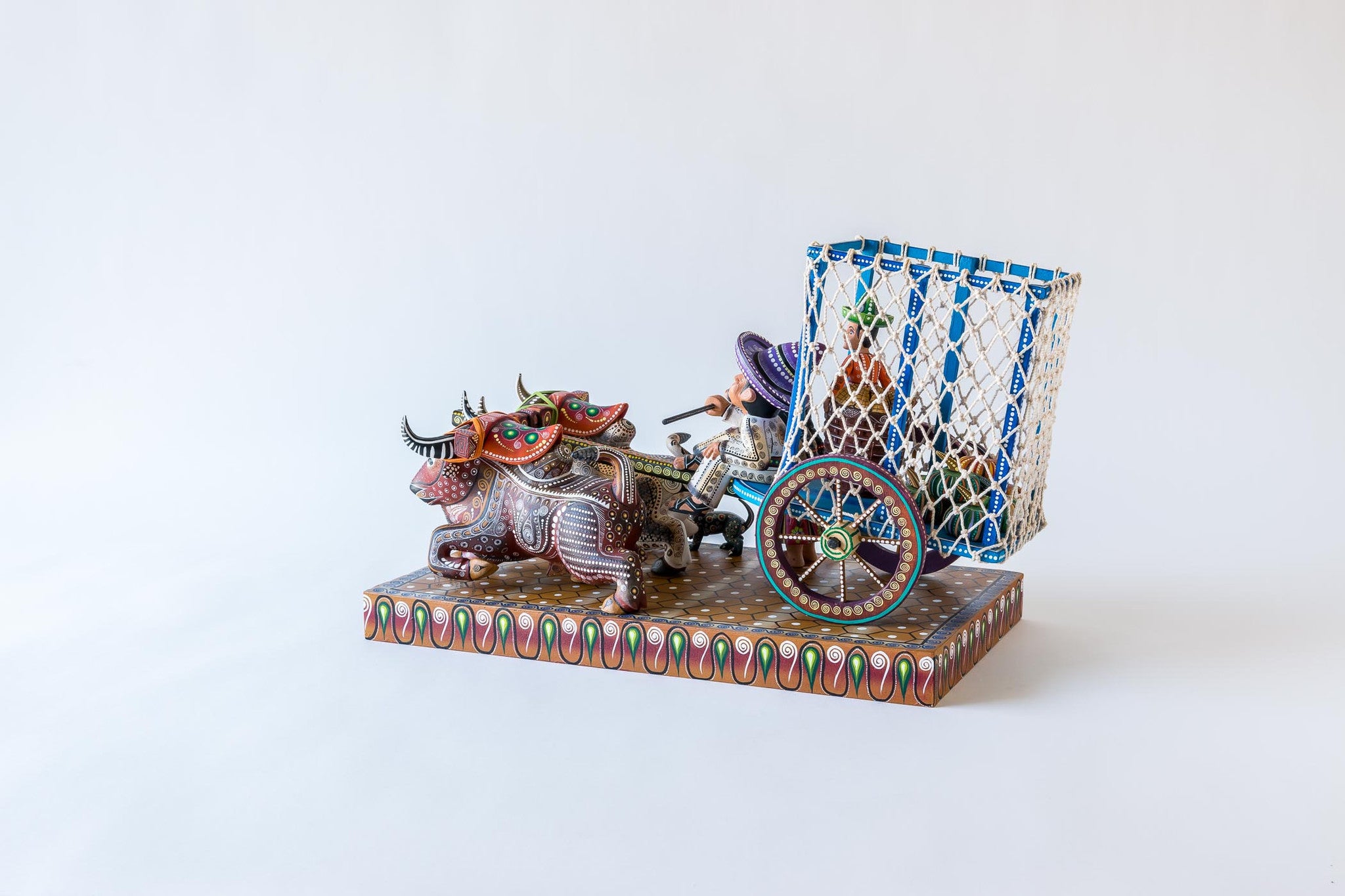 Oaxacan wood carving Manuel Cruz Prudencio Oxcart View four